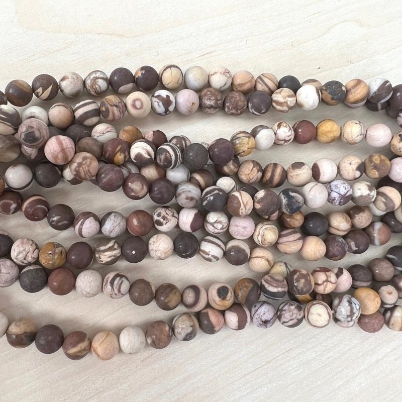 8 mm Stripe agat perler i brune nuancer - Du får en hel streng.